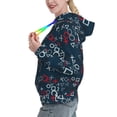 thumbnail image 2 of Lsque Navy Blue Geometric Pattern Casual Women's Hoodie,Hooded Sweatshirt with Kangaroo Pocket,Pullover Hoodie with Eye-catching Drawstrings-Medium, 2 of 7