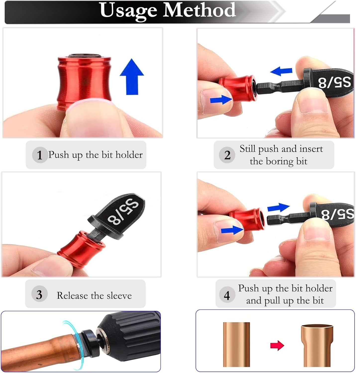 ABCISI 13 PCS Swaging Tool, HVAC Tool with Bit Holder, Air Conditioner Copper Tube Expander Swage Tool Drill Bit (1/4" to 7/8") Soft Copper Pipe Swager - Flaring Swedge Kit for AC Repair & Install