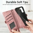 thumbnail image 5 of Mantto Case for Samsung S23, Zipper Wallet Card Holder Flip Stand Premium Leather Case with Removable Wristlet Strap, RFID Blocking Magnetic Closure Case for Samsung Galaxy S23, Pink, 5 of 12