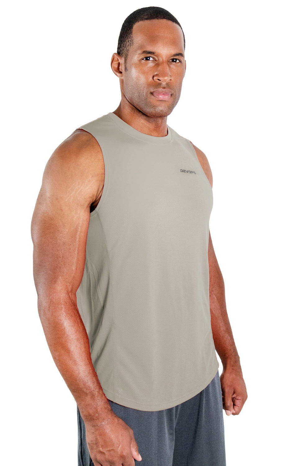 DEVOPS 3 Pack Men's Muscle Shirts Sleeveless dry Fit Gym Workout Tank Top (Large, Black/Navy/Gray)