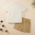 thumbnail image 3 of GYRATEDREAM Toddler Baby Boys Clothes Set Short Sleeve Button-Down Shirt Tops + Cotton Linen Shorts 2PCS Summer Outfit, 2-3Y, 3 of 8