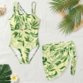 thumbnail image 4 of Xixirimido Green Tree Leaf Print Girl's One Piece Swimsuits with Removable Bra One Shoulder Bathing Suit with Mesh Cover Up 1 Piece Swimsuit Swimwear, Size 17-18 Years, 4 of 7