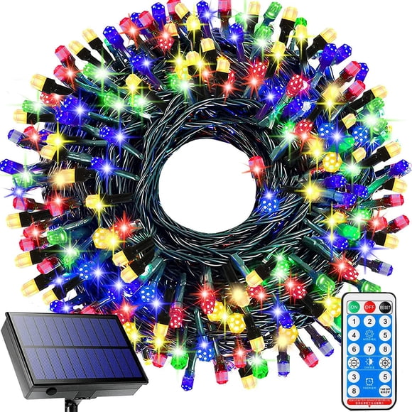Cadena de luces solares Ucutely 115 pies 300 LED con control remoto 8 modos