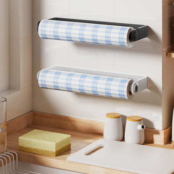 Fiudx Portarrollos de Papel Higiénico de Aleación de Aluminio, Toallero de Pared, Resistente a La Oxidación, Diseño Compacto, para Baño y Cocina, 32 X 11 X 3,5 Cm, Fácil Instalación.