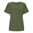thumbnail image 5 of Gelikeya Women Short Sleeve Nursing Shirts Soft Maternity Tops Double Layer Breastfeeding Blouse Round Neck Pregnancy Clothes Army Green, Size L, 5 of 6