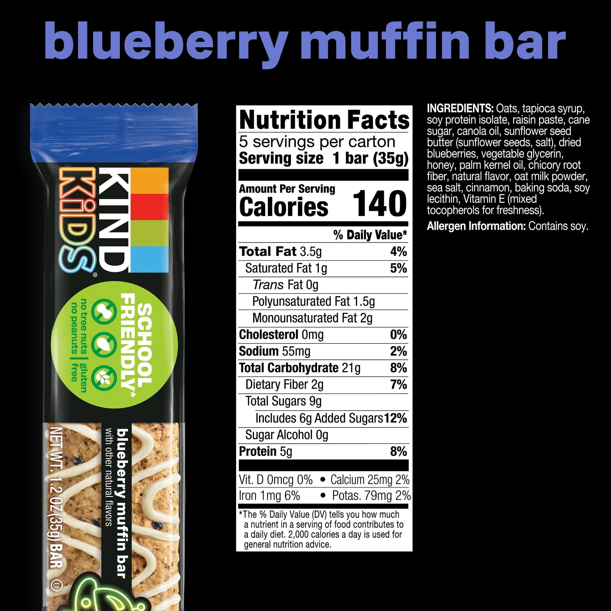 (Pack of 8) KIND Bar Kids Blueberry Muffin 5 ct 6.2 Oz