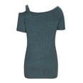 thumbnail image 5 of RYRJJ Women's One Cold Shoulder Tops Summer Short Sleeve Twist Knot Top Casual Tunic Blouse T-Shirts(Green,XL), 5 of 6