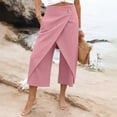 thumbnail image 5 of Levmjia Women High Waisted Wide Leg Capri Pants Solid Color Elegant Casual Dressy Trousers with Functional Pockets Zipper Front Office Work Wear, 5 of 8