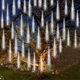 thumbnail image 4 of Juego de 1/2/4 luces de cadena de lluvia de meteoritos, 8 tubos, cascada, gotas de lluvia, carámbanos, guirnalda navideña para decoración de fiestas navideñas, 4 of 5