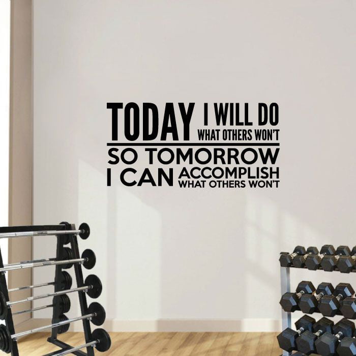 Window Wall Decal Sticker Pain Strength Fitness Gym Motivational Inspire Quote 