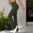 thumbnail image 3 of High Waist Flared Leggings with Stretch Fabric- X Large, Dark Green, 3 of 5