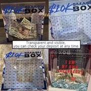 LAMIRO 10K Savings Challenge Box,Cash Money Saving Box,Acrylic Glass Piggy Bank,Secure Challenge Saving,Budget Planner,Piggy Banks Transparent Clear Portable Digital Box 5.9In