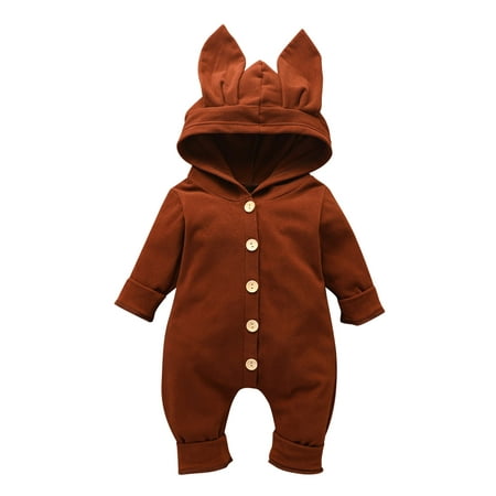 

SuoKom Baby Boys Girls Bodysuit Infants Pure Cotton Coverall Toddler Kids Bodysuit Cute Cartoon Rabbit Ears Solid Color Cotton Romper Baby Clothes Essentials (0-12 Months)