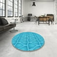 thumbnail image 4 of Ahgly Company Machine Washable Indoor Square Transitional Bright Cyan Blue Area Rugs, 8' Square, 4 of 7