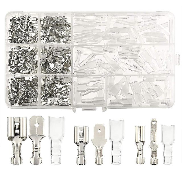 270 piezas de terminales de crimpado, conectores de cable en T, conectores de cable de horquilla macho y hembra con funda aislante de 2,8 mm, 4,8 mm y 6,3 mm