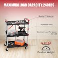 thumbnail image 5 of 3-Tier Folding Collapsible Service Cart with Wheels,240lb Utility Foldable Service Cart,Portable Garage Tool Cart for Warehouse Office Home, 5 of 8