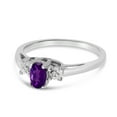 thumbnail image 3 of 14k White Gold Oval Amethyst And Diamond Ring, 3 of 5
