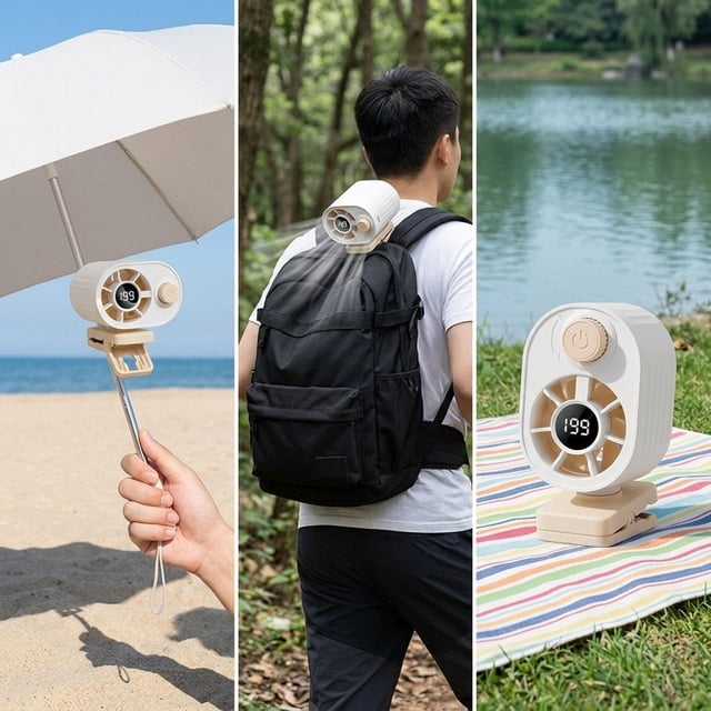 Ventilador portátil con clip, mini ventilador ligero con carga USB, escritorio, ventiladores refrigeración personal, para artículos esenciales Blanco