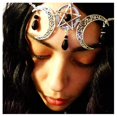 thumbnail image 1 of Cadena para el cabello con forma de pentagrama y luna creciente, joyería con diamantes de imitación negros, tocado para mujeres y niñas, 1 of 5
