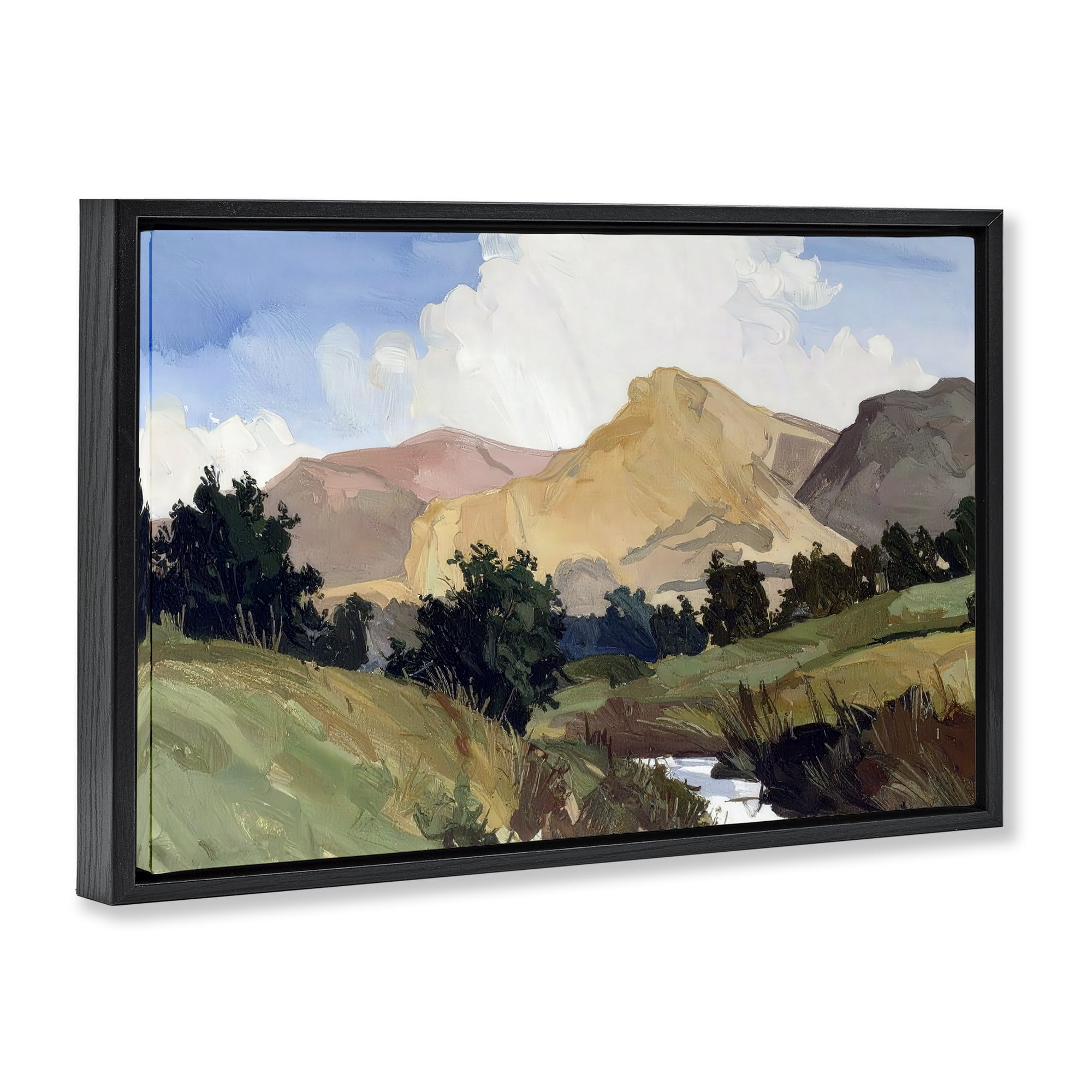 Stupell Industries River Mountain Divide Black Framed Floater Canvas Wall Art, design by Alonza Saunders