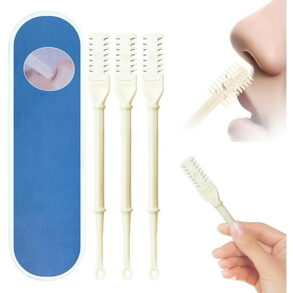 Nasal Hair Cutter, 2024 New Double Sided Nose Hair Knife Nose Manual Nose Hair Trimmer, 360° Rotating Nasal Hair Razor Cutter with Ear Picker for Women and Men