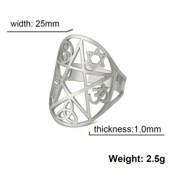 Pentacle Pentagram Adjustable Rings Triquetra Knot Yin Yang Cross Om Symbol Ring