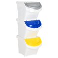 thumbnail image 1 of vidaXL Stackable Waste Bins with Lids 3 pcs White PP 78 L, 1 of 5