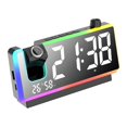 thumbnail image 4 of Reloj despertador con proyección, dos alarmas, temperatura, humedad, brillo de pantalla, USB ajustable, reloj digital para oficina, niños y adultos Negro, 4 of 8