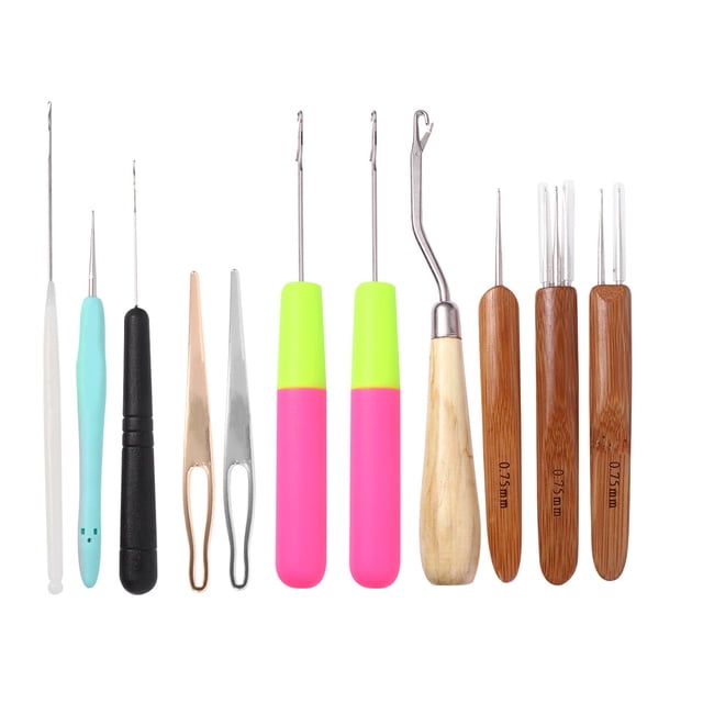 KAKOWELY 11Ud Kit De Herramientas De Tejido Para Cabello Con Crochet Multicolor Para Estilos Atractivos
