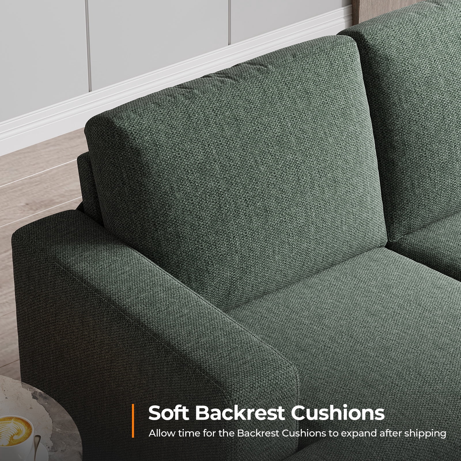 BLAZANT 3 Seater Sofa Oversize, 89" Extra Large Size Sofa Couch with Extra Deep Seats, Modern Loveseat Sofa, Comfortable Fabric, Easy to Install, for Living Room Apartment Lounge, Light Green