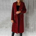 thumbnail image 2 of Woman Jacket Spring Fall Wool Coat Blouse Thin Trench Long Jacket Ladies Slim Long Belt Overcoat Outwear Red L, 2 of 6