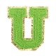 thumbnail image 1 of Parches de planchar con letra U de Uxcell, parches iniciales de chenilla de 2.2" con borde dorado, aplique de bordado de alfabeto con adhesivo para reparación decorativa de ropa, verde, 1 of 7