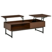 HOMCOM Table Basse table d'appoint design industriel plateau relevable grand espace de rangement panneau de particules et métal 47.25" x 19.75" x 20.75" marron