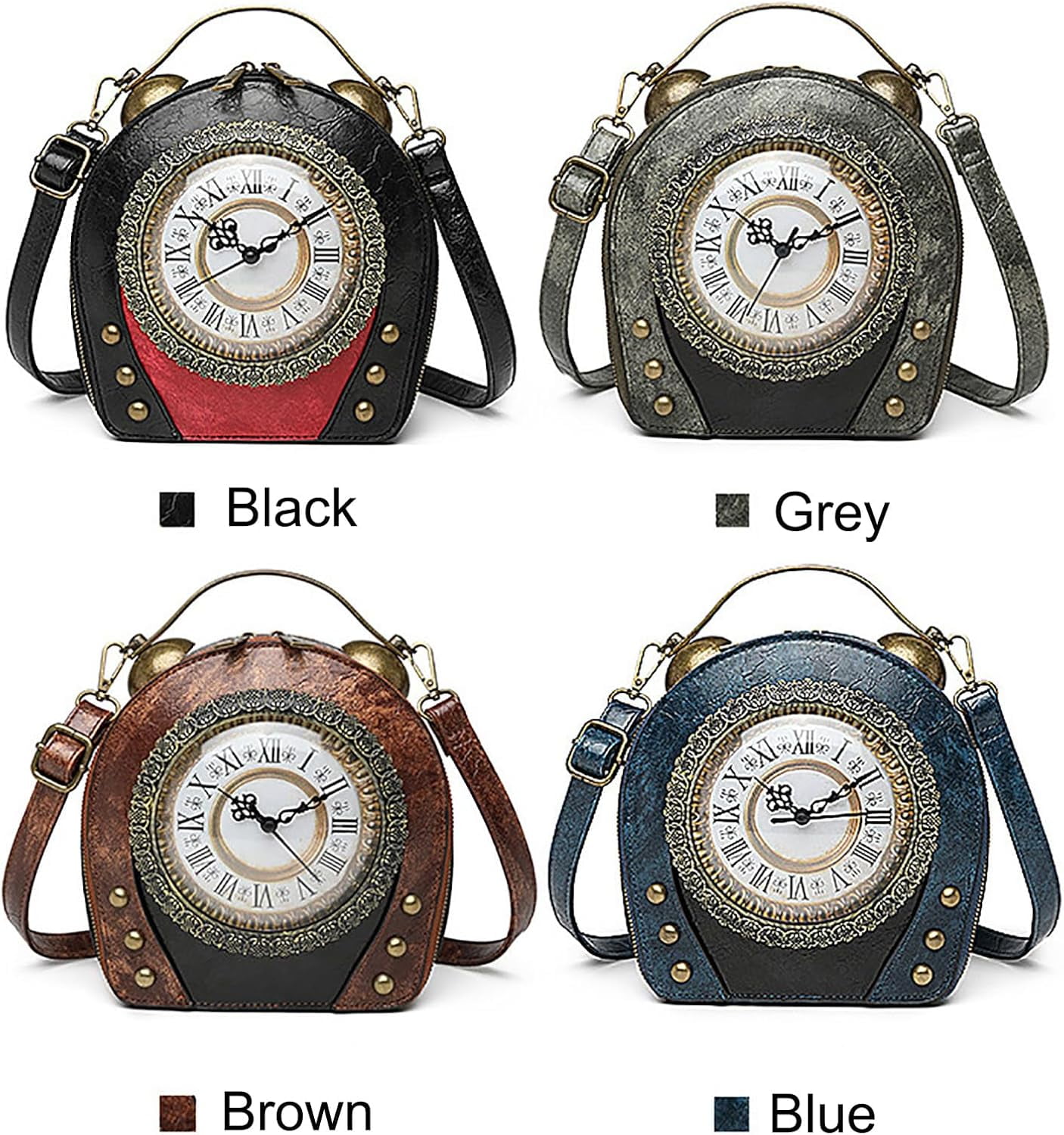 Baguery PVC Clock Shaped Crossbody Bag - Waterproof Adjustable Shoulder Purse for Women