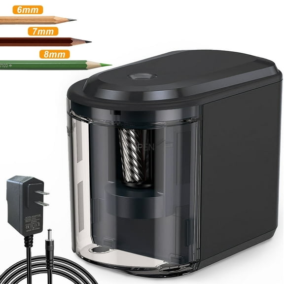 JILoffice Heavy-Duty Electric Pencil Sharpener, Helical Blade Pencil Sharpener, Auto Stop Pencil Sharpener for No.2/Colored Pencils(6-8mm), Plug In Pencil Sharpener for Home, Office, Teacher, Black
