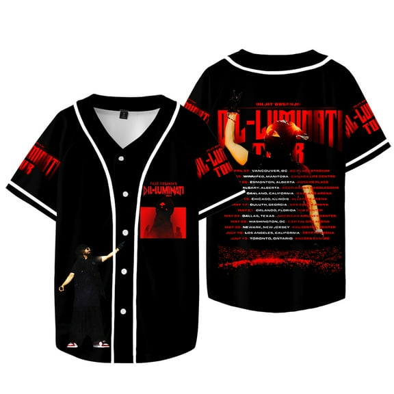 Diljit Dosanjh Dil-Luminati Tour Merch Baseball Jersey Shirt V-Neck Women Men Short Sleeve Streetwear Fashion Clothes