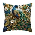 thumbnail image 2 of Vintage Peacock Drawing Embroidered-style Decorative Pillow Cover, Polyester Cushion Case for Sofa Bedroom Living Room Home Decor Throw Pillow, 2 of 6