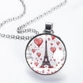 thumbnail image 2 of Eiffel Tower Women's Glass Design Circular Pendant Necklace - Sparkle and Shine with this Elegant Necklace, 2 of 5
