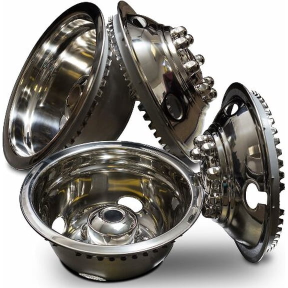 Fuel Rider Set of 4 Universal Polished Stainless Steel 16 inch Wheel Simulators Truck Van RV Motorhome Dually Wheel Covers