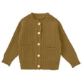 thumbnail image 2 of GiLiling Baby Toddler Girls Solid Color Cable Knit Cardigan Long Sleeve Crewneck Chunky Crochet Open Front with Pockets Fall Winter Sweater (Coffee, 3-6 Months), 2 of 6