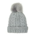 thumbnail image 7 of Time and Tru Women's Pom Cable Knit Winter Beanie, Medium Grey Heather, 7 of 7