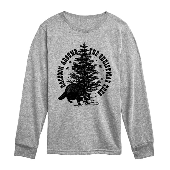 Instant Message - Raccoon Around The Christmas Tree - Youth Long Sleeve Graphic T-Shirt