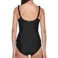 thumbnail image 2 of DKNY Women's Quick Drying Comfortable Stretch 2 Piece Ruffled Tankini Swimsuit (Black, XXL), 2 of 5