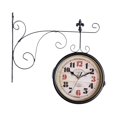 thumbnail image 3 of Reloj de pared de doble cara Reloj de reloj de muidad de reloj de pared montado en la pared para la sala de estar del hogar Decoración del jardín Negro, 3 of 8