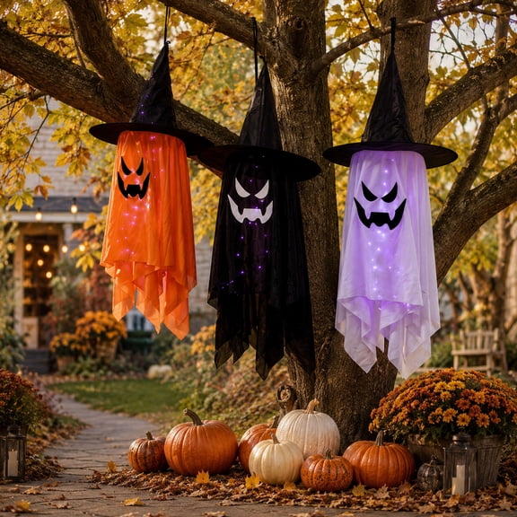 1 Pack Hanging Halloween Ghosts Decorations, Best Halloween Outdoor Decorations