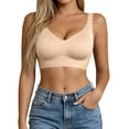 thumbnail image 2 of CBASIHI Womens Cotton High Support Sports Bras- Wireless Yoga Rib Knit Push Up Adjustable Straps Workout Bras Khaki Size L, 2 of 6