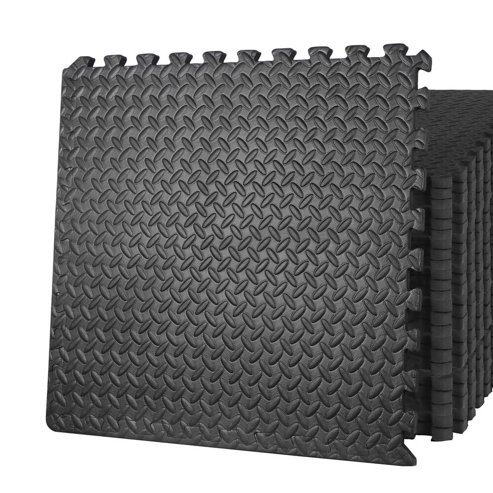 48pcsBlack Puzzle Exercise Mat w/ EVA Foam Gymnastics Gym Protective Floor Mat