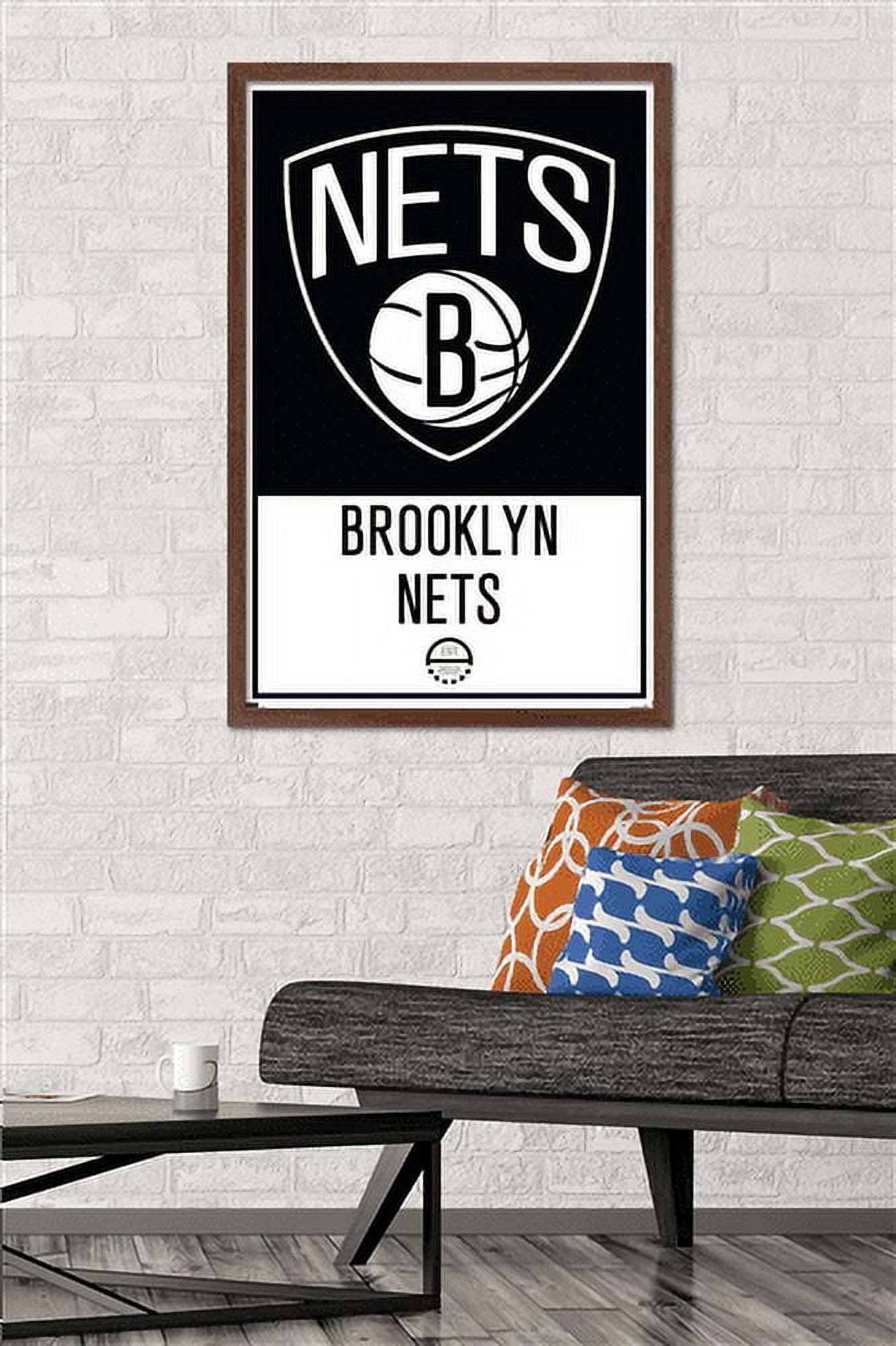 NBA Brooklyn Nets - Logo 21 Wall Poster, 22.375" x 34", Framed