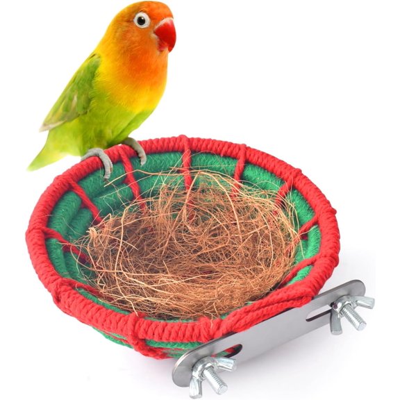 Bird Breeding Nest, Parrot Breeding Nest Bed with Natural Coconut Fiber Bedding for Budgie, Parakeet, Cockatiel, Conure, Lovebird, Canary, Finch, Small Birds