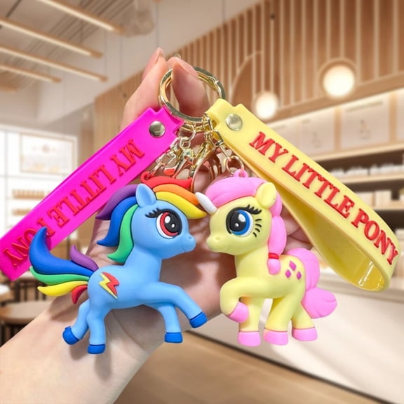 2Pcs My Little Pony Cartoon Theme 3D Silicone Charm ，Cartoon Keychain ，Bag Pendant Accessories.